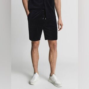 Reiss Blue Sage Velour Shorts Men Size Large